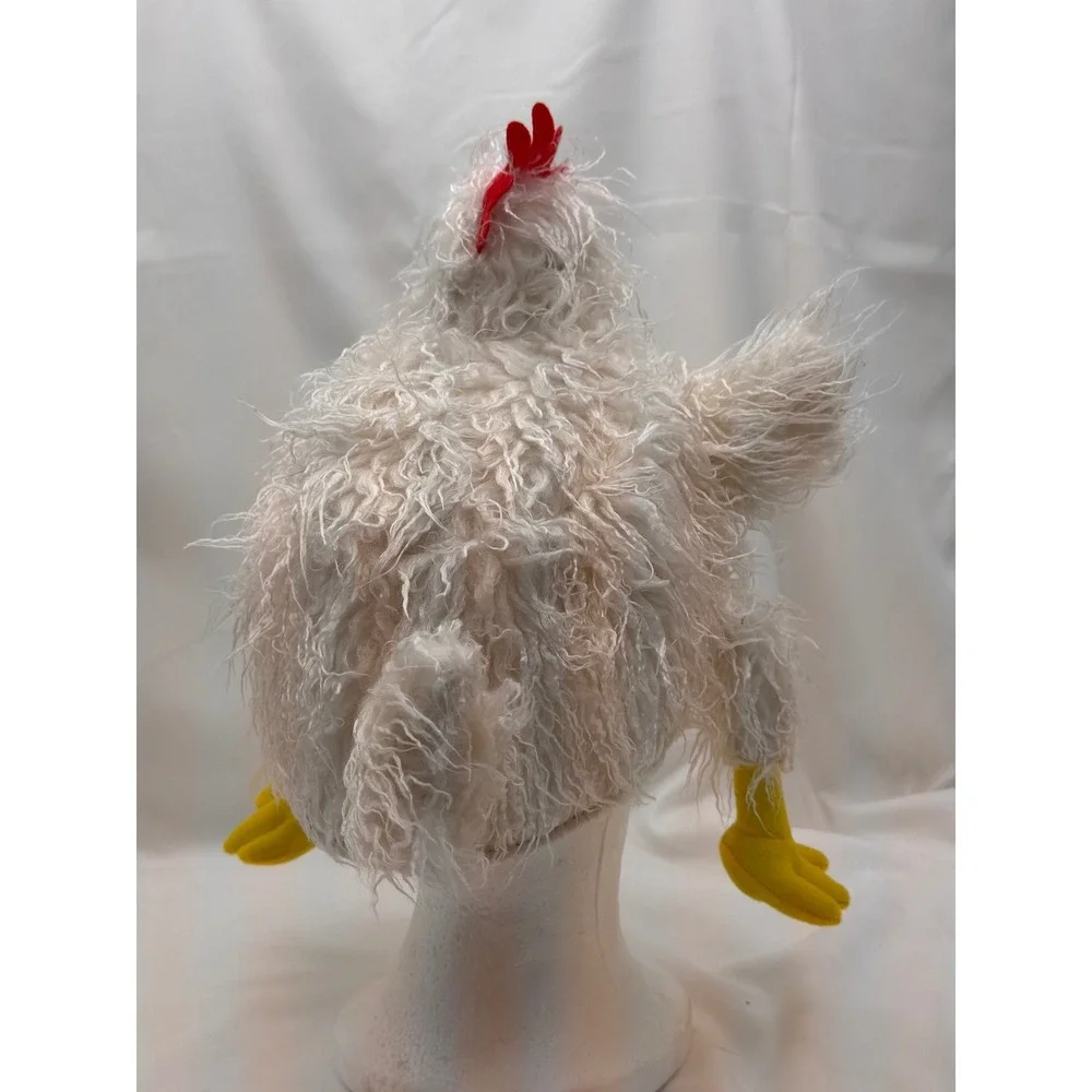 Elope Chicken Hat White Shaggy Plush Bird Rooster Novelty Costume Funny Cosplay